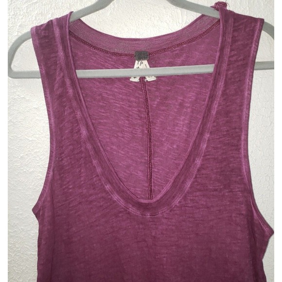 We The Free People Sz XS Oversized Breezy Burnout Tank Top Purple Pink V-Neck - Picture 2 of 7